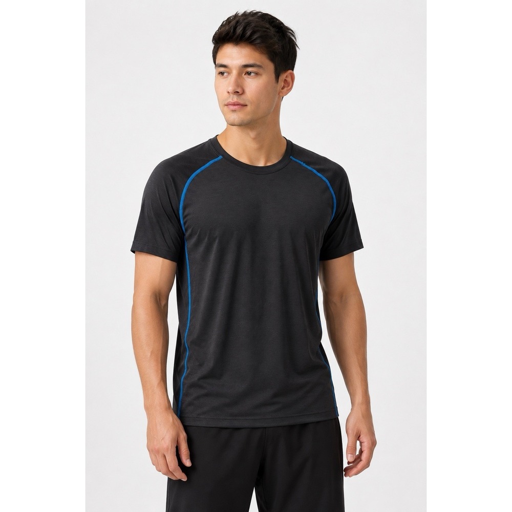 Lululemon Metal Vent Tech Shirt Mens M Black Blue Short Sleeve Running Gym